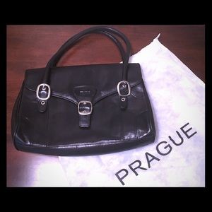 NWOT Prague Black Leather Handbag Purse